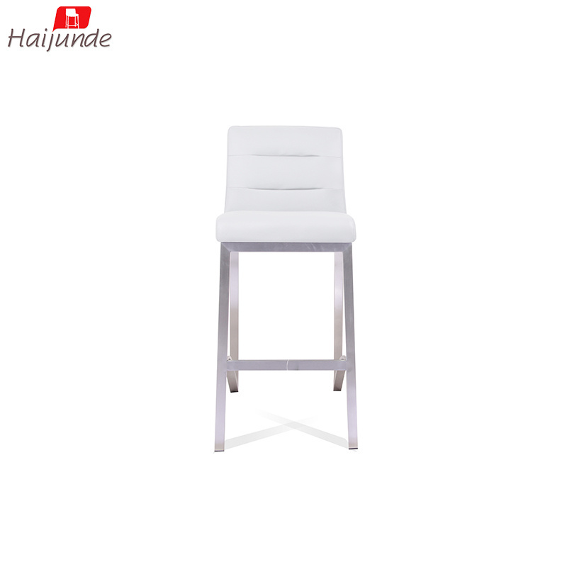 breakfast stainless steel pu leather padded swivel bar stools chairs with backs