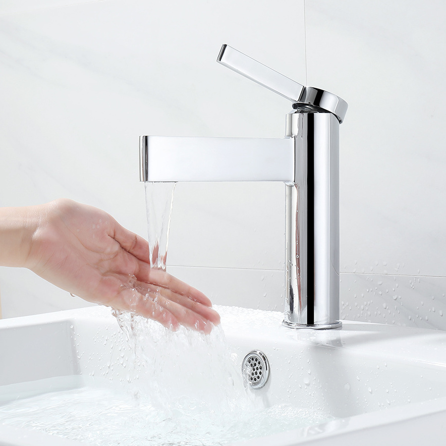 Luxury Waterfall Cold and Hot Water Mixer blade tap Brass chrome single hole bathroom Water basin faucet