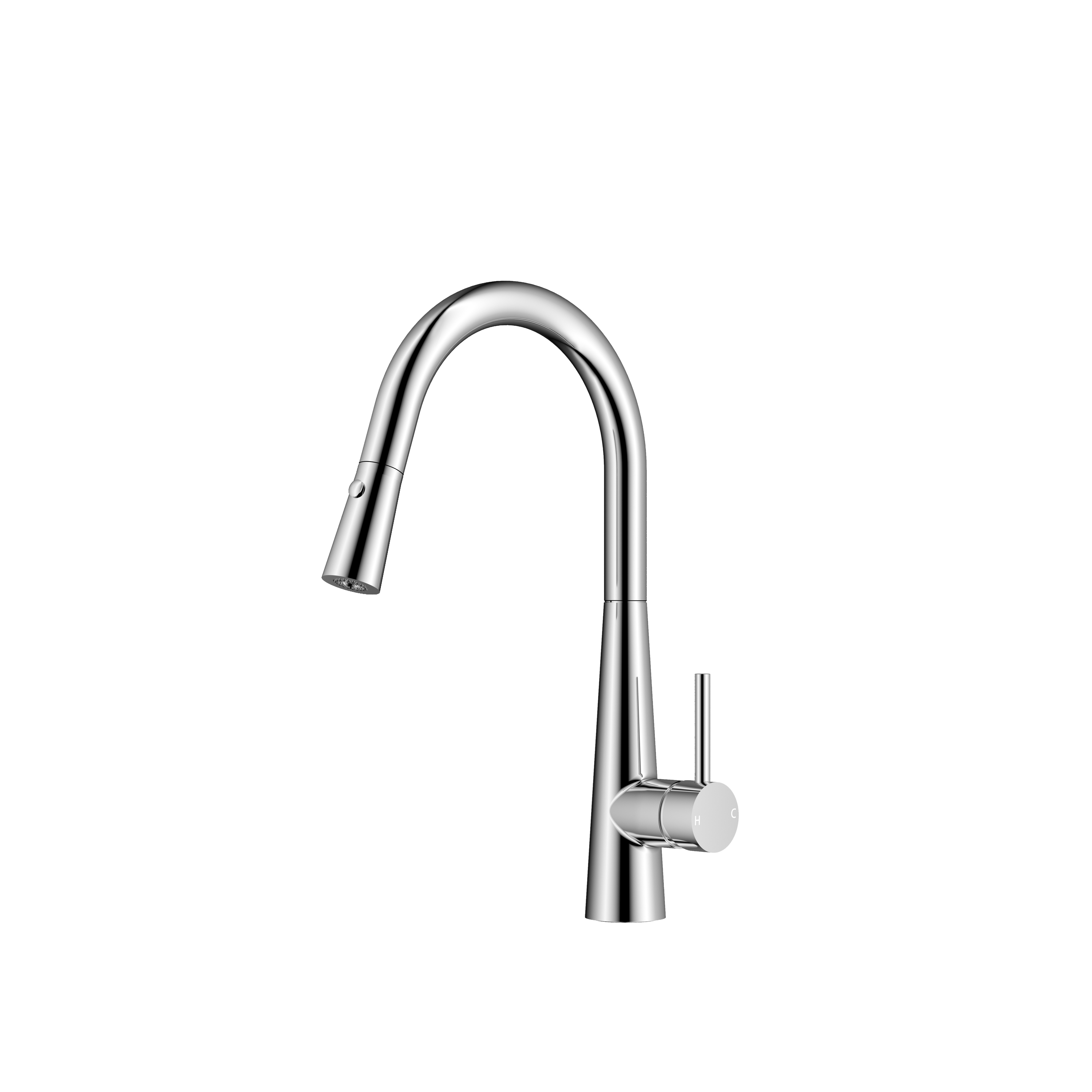 Modern Contemporary Ceramic Matte Black Kitchen Faucet with Pull-down Sprayer High Arc Single Handle Kitchen Sink Faucet