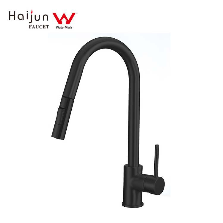 Watermark Single Handle Black Pull Down Faucets Brass Kitchen Faucet Hot and Cold Water Tapware