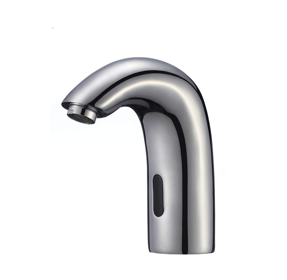 Tidjune Commercial Auto Sensor Touchless Hands Free Chrome Vanity Faucet Infrared Touchless Automatic Sensor Bathroom Faucet