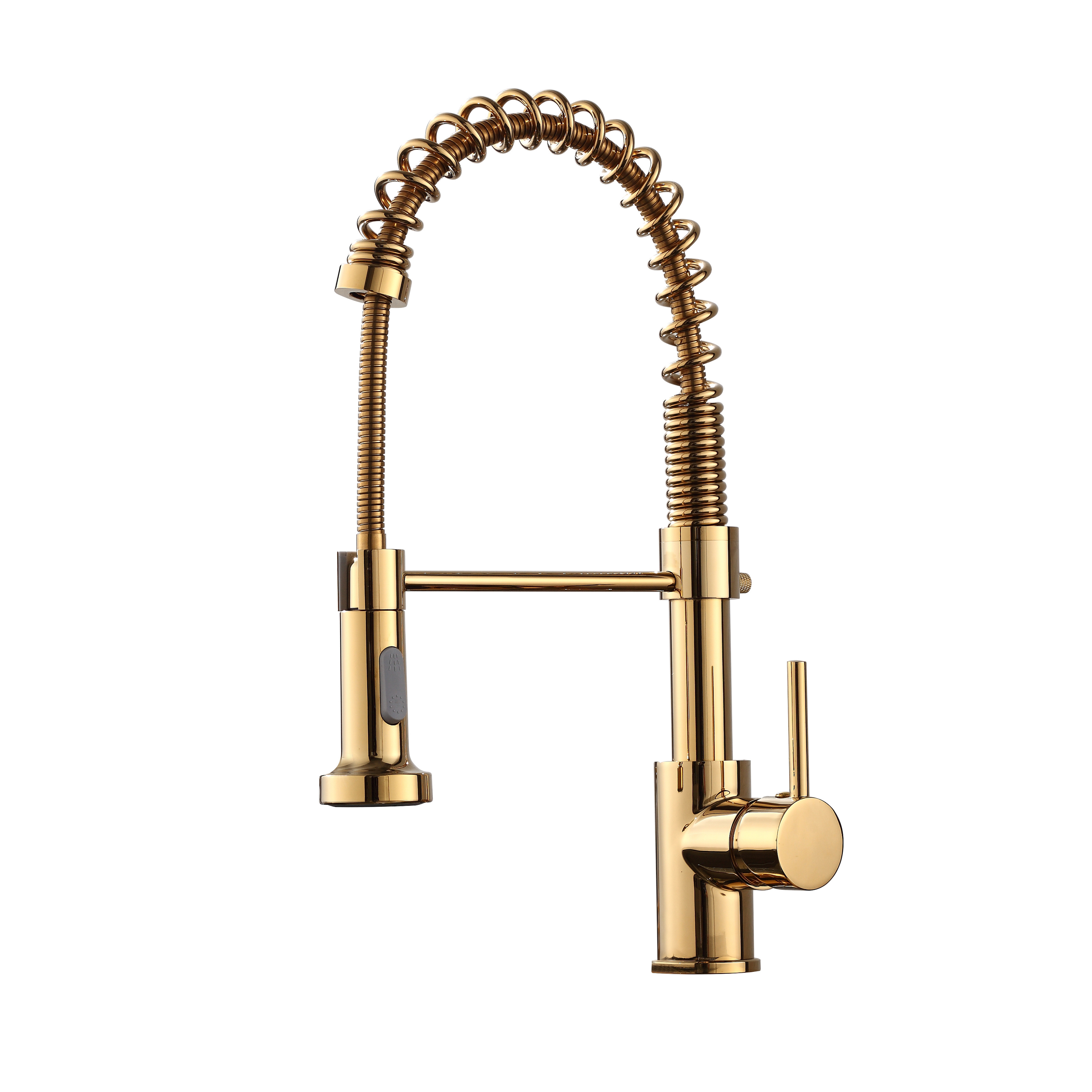 Tidjune Flexible Faucets Gold Hot and Cold Water Mixer Tap Pull Down Sprayer Kitchen Sink Faucets Contemporary Pull Out Spring