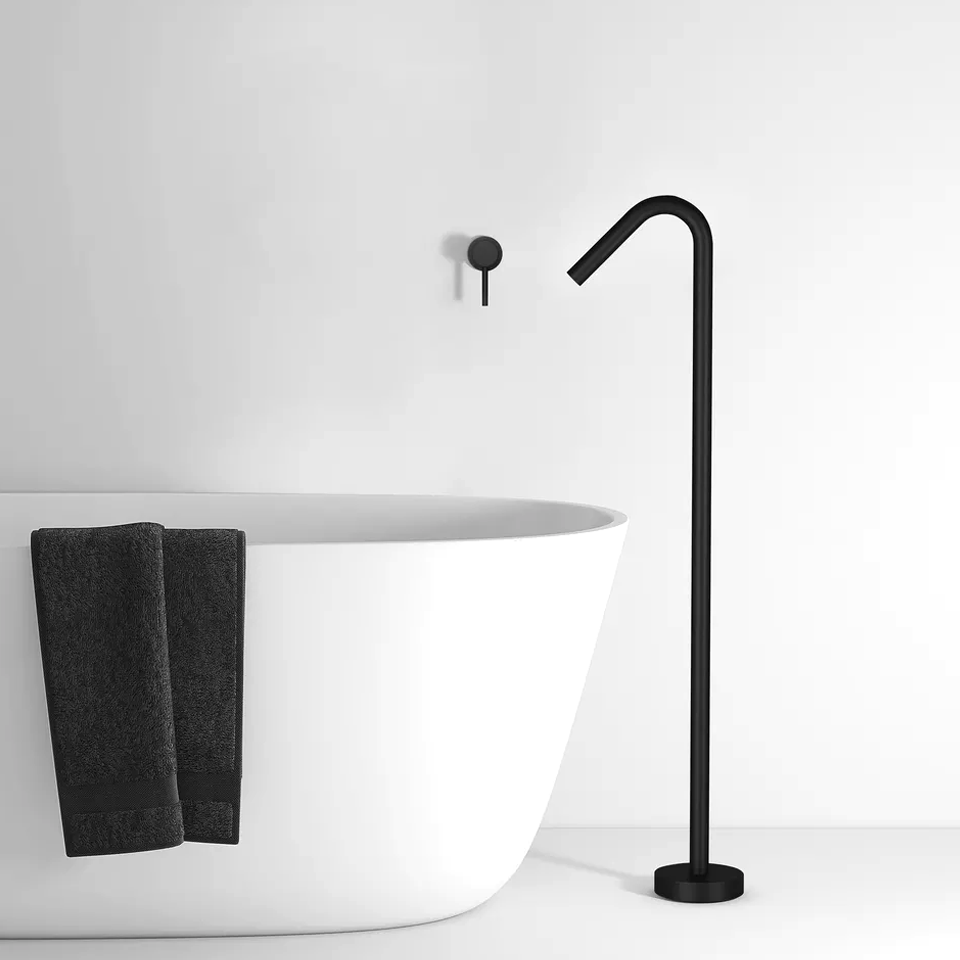 Floor Mounted Bathtub Standing Filler Mixer Tap Shower Freestanding Bathtub Faucet Stainless Steel Ceramic Bathroom Modern Black