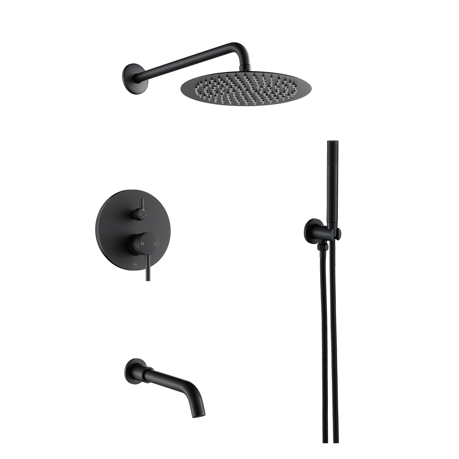 Bathroom Shower System 8 Inch Rainfall Shower Head with Handheld Spray Mixer Shower Faucet