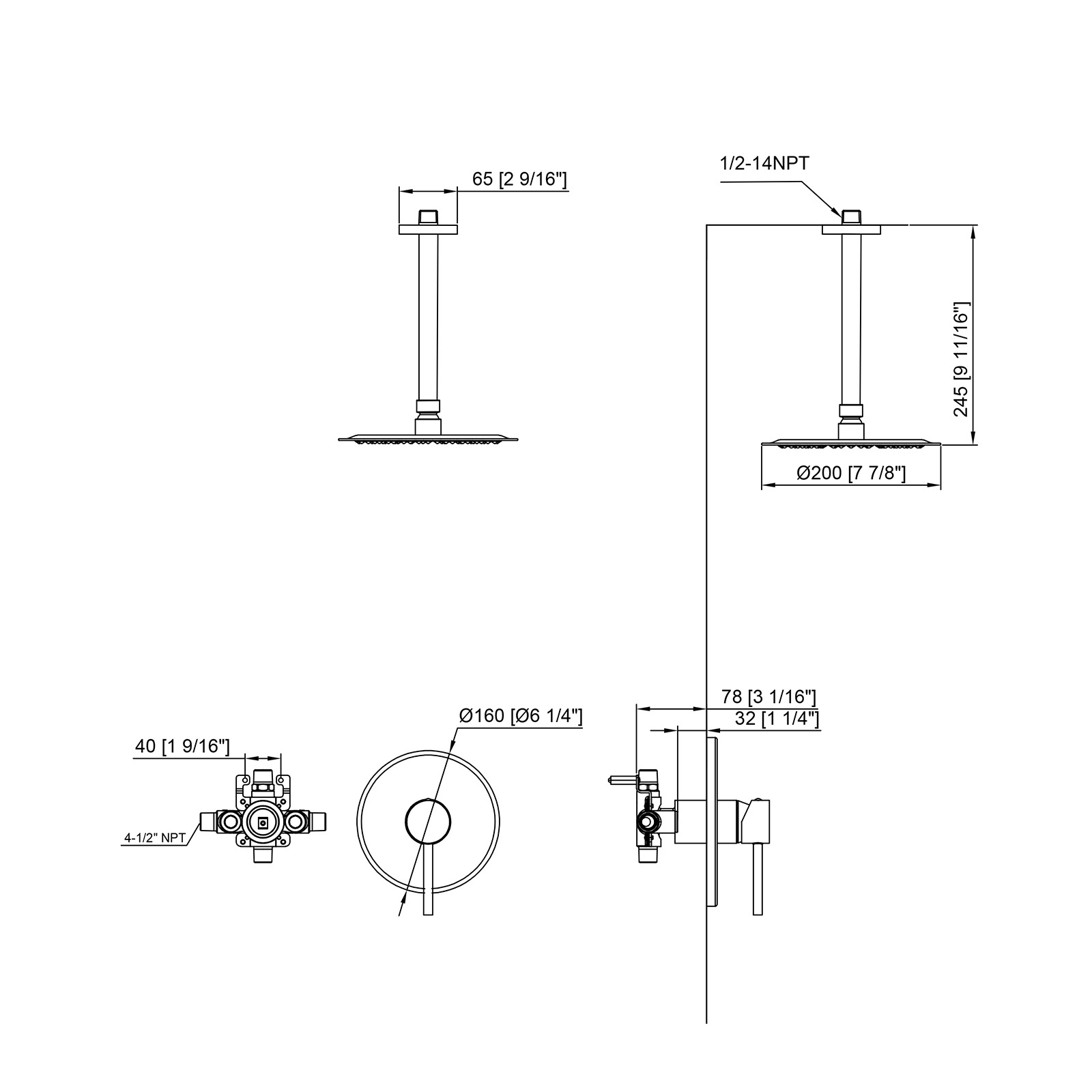 Shower Faucet Set Chrome Bathroom Rainfall 8 Inch Shower Head System Single Handle Shower Trim Kit with Rough-in Valve