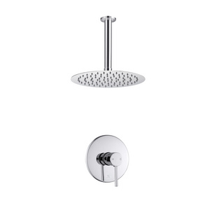 Shower Faucet Set Chrome Bathroom Rainfall 8 Inch Shower Head System Single Handle Shower Trim Kit with Rough-in Valve