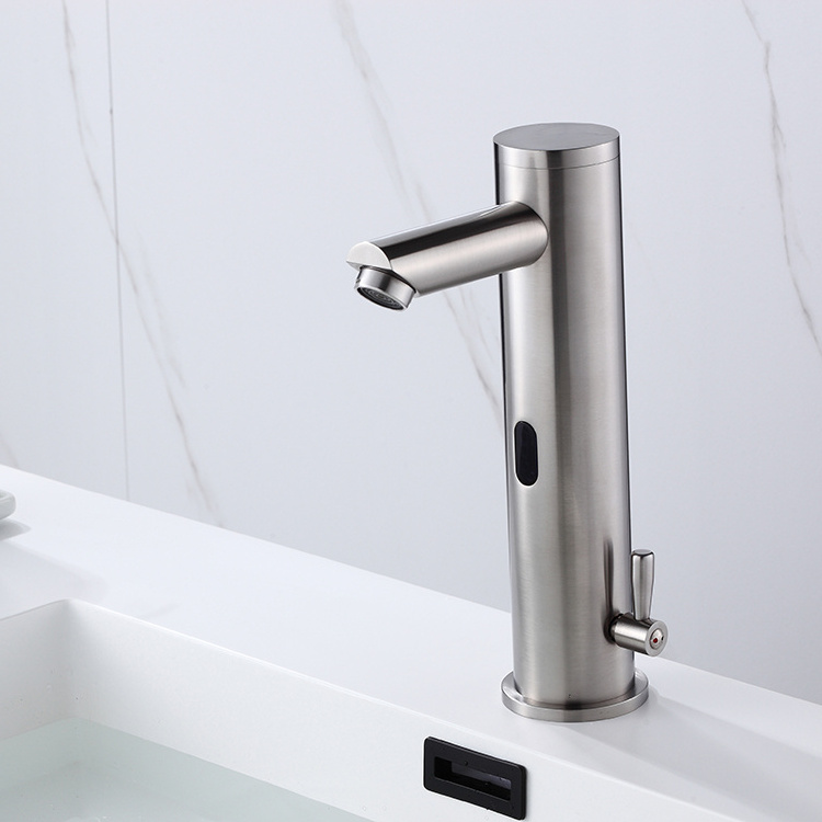 Commercial Bathroom Touchless Automatic Motion Sensor Sink Faucet Cold and Hot Water Basin Tap Mixer with Solid Brass Chrome