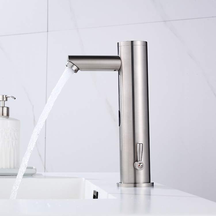 Commercial Bathroom Touchless Automatic Motion Sensor Sink Faucet Cold and Hot Water Basin Tap Mixer with Solid Brass Chrome