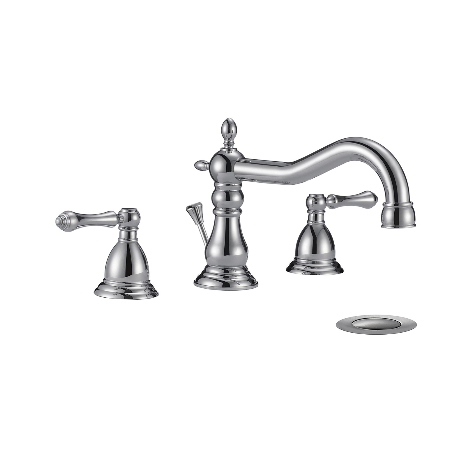 Brass Bathroom Basin Mixer Tap Brass Chrome Dual Handles 3 holes 3 pcs Deck Mounted Basin Faucet