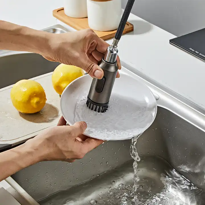 New design hot sale 304 stainless steel waterfall kitchen sink faucet kitchen pull out mixer tap with pull down sprayer