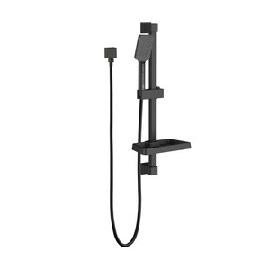 Watermark Wels matte black shower system wall mounted shower head set faucets With Slide Bar, Bathroom Shower Rack