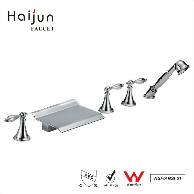 Haijun 2020 Unique Design Deck Mounted Waterfall Thermostatic Bathtub Faucets