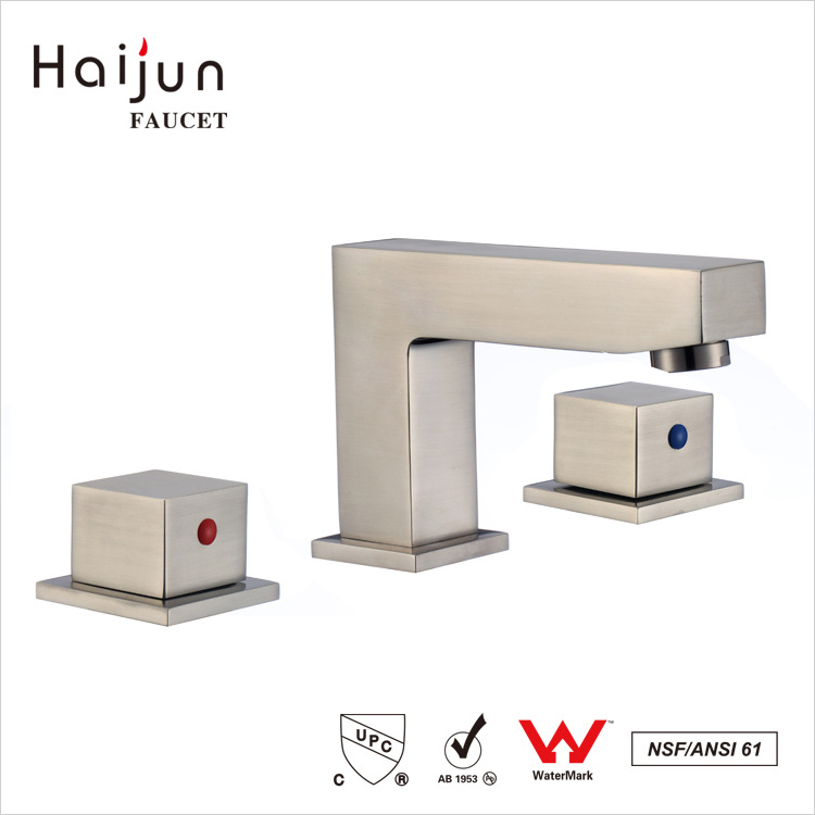 Haijun Hot Selling Upc Double-Handle Three Hole Bathroom Basin Mixer Tap Faucet