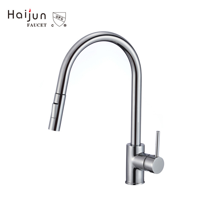  Modern Contemporary Ceramic Brass Material Brushed Nickel Cold and Hot Wate 360 Degree Swivel Kitchen Faucet Pull Out Mixer Tap