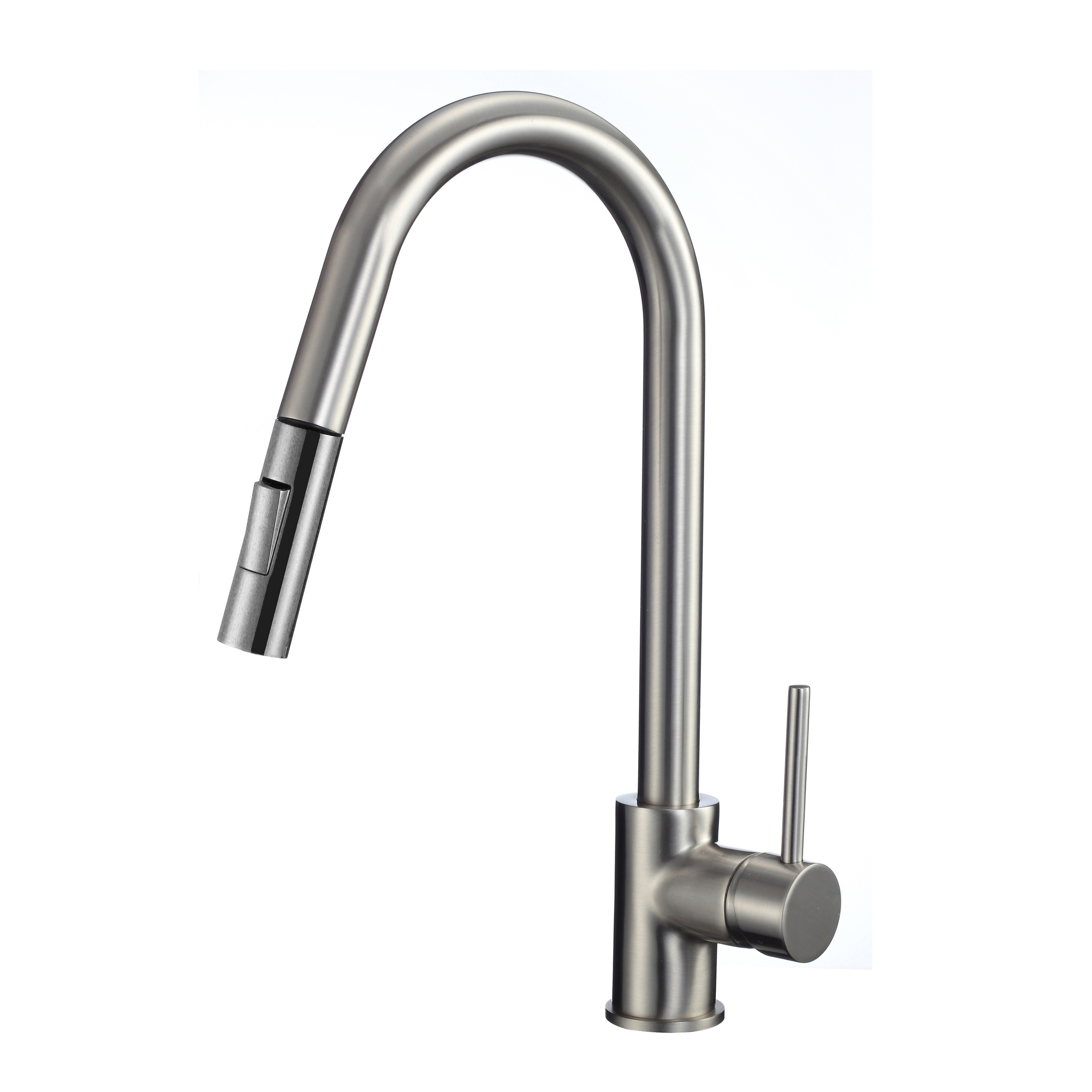  Modern Contemporary Ceramic Brass Material Brushed Nickel Cold and Hot Wate 360 Degree Swivel Kitchen Faucet Pull Out Mixer Tap