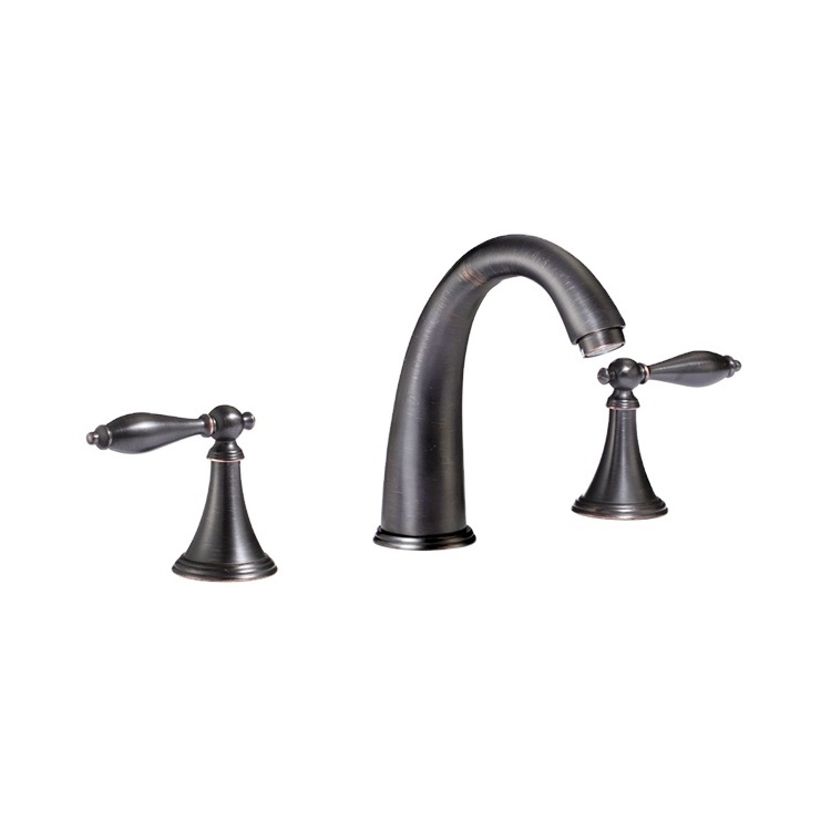 Widespread 8 inch Bathroom Basin Faucet Black 3 Pieces 2 Handles High-Arc Bathroom Faucets