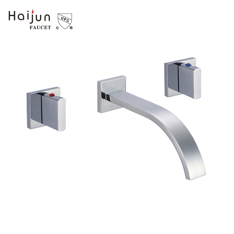 Haijun Cheap 0.1~1.6MPa Double Handle Wall Mount Bathroom Basin Faucets