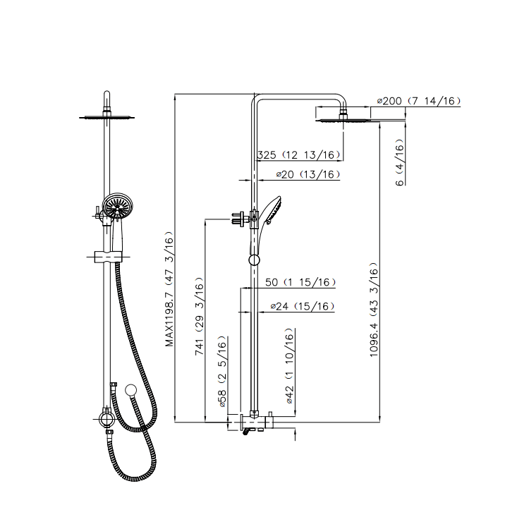 Australian 3 Hole Matt Black Modern Bathroom Shower Set Faucet