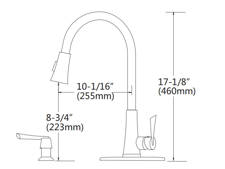 Single Handle High Arc Brushed Nickel Pull Out Kitchen Faucet,Single Level Black Kitchen Sink Faucets with soap dispenser