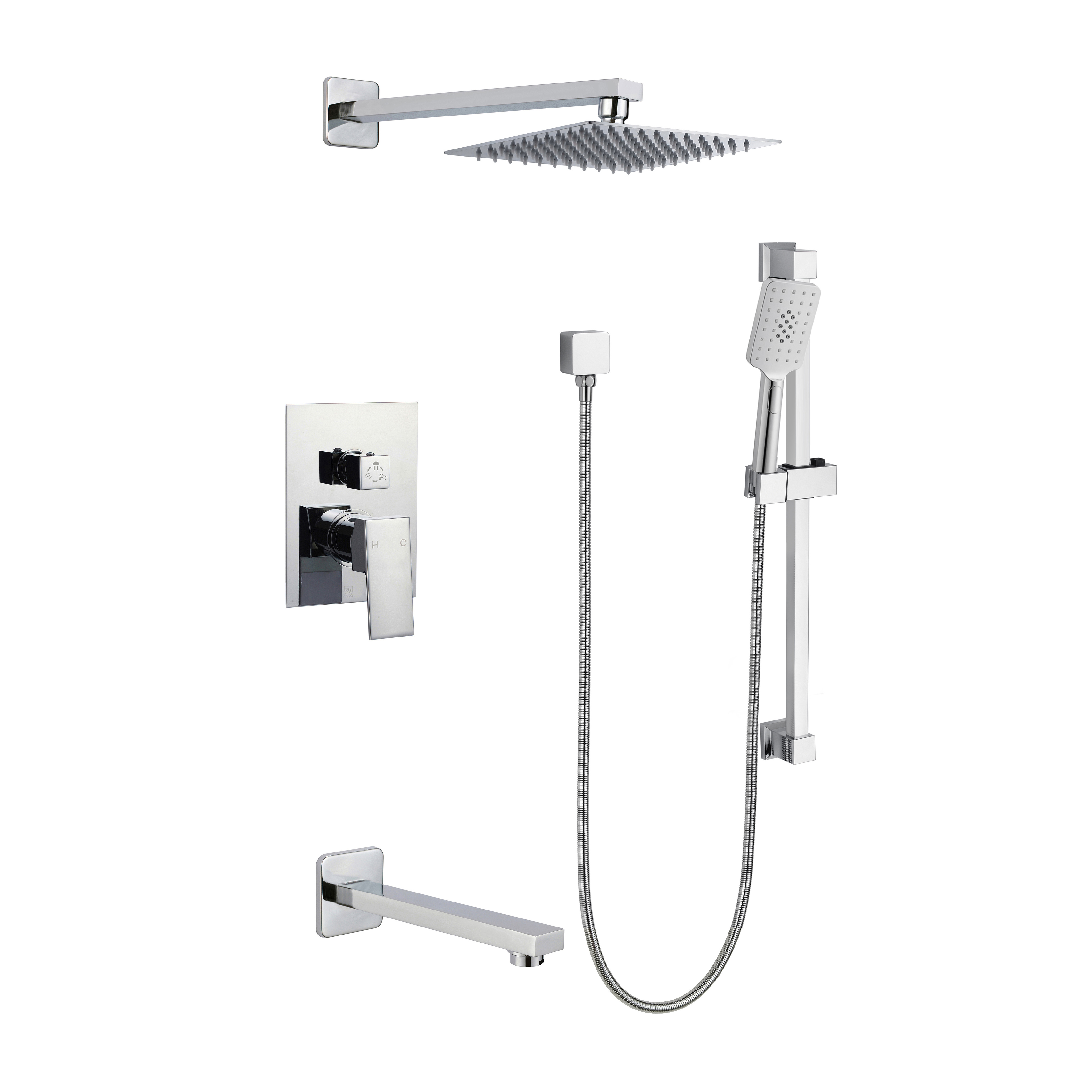 Bathroom Shower System fixtures Bathtub Mixer Faucet Hot Cold Bathroom Tap Black Thermostatic Ceiling Shower Set