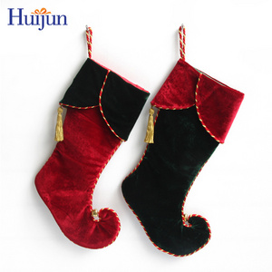 Wholesale Bulk Velvet Shiny Toed Christmas Stockings Xmas Stockings Christmas Tree Decorated