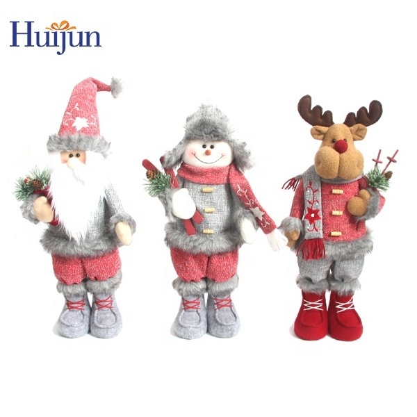 Large Standing New Christmas Santa Claus Doll Ornament with high quality Plush Toys Xmas Figurine Christmas Decoration