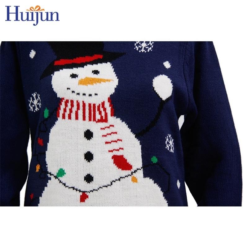 Wholesale 2023 New Blue Custom Funny Merry Christmas Ugly Sweater Snowman Knit Pullover Family Jumper woman