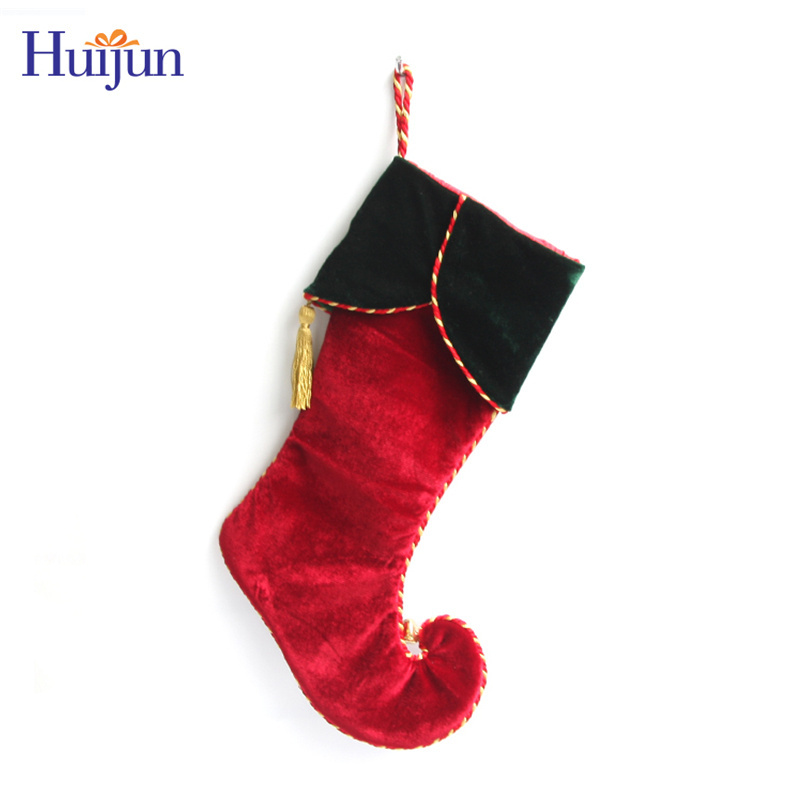 Wholesale Bulk Velvet Shiny Toed Christmas Stockings Xmas Stockings Christmas Tree Decorated