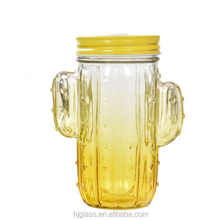 Colored fancy 16oz bulk mason jar wholesale with metal lid and plastic straw handle