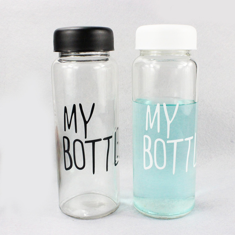 colorful letter glass water bottle with cloth cover frosted portable bottle glass drinking cup