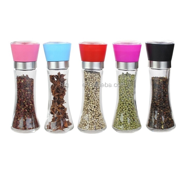 hot sale 170ml unique glass pepper and salt grinder for wholesale