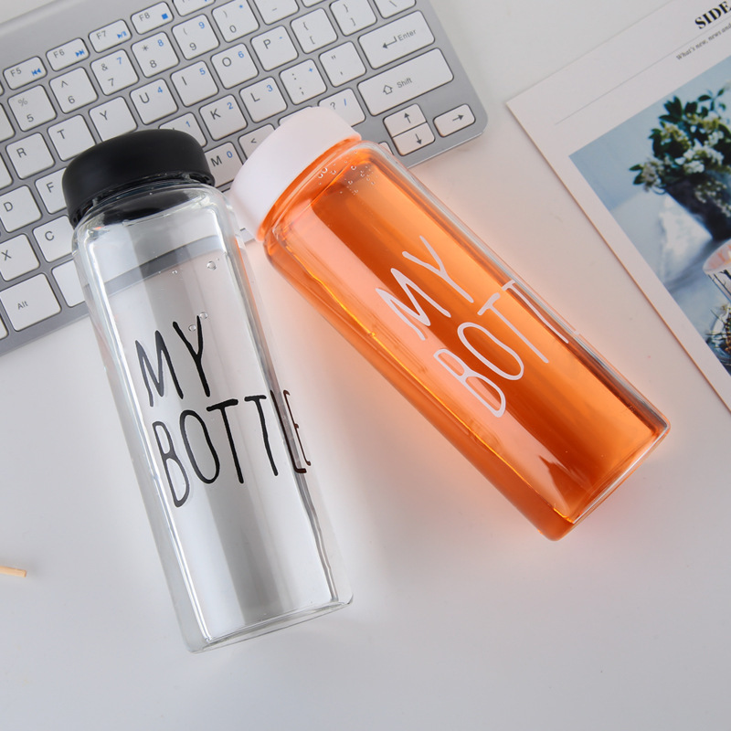 colorful letter glass water bottle with cloth cover frosted portable bottle glass drinking cup