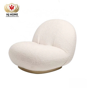 High Quality Fashion Chair  Living Room Lounge Single Sofa  Chair Recliner Office Room Furniture White Boucle Swivel Chair