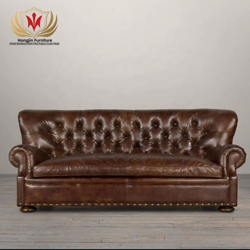 HJ HOME Aviator Retro Sitting Furniture Hotel Sofa Bar Industrial Classic Lounge Chair Chesterfield Couch Accent Single Chair