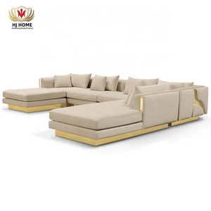 HJ HOME Luxury Italian Latest Boca Design Villa High End Sofa Moderno 7 Seater Modular Sofa Living Room Couch With Chaise