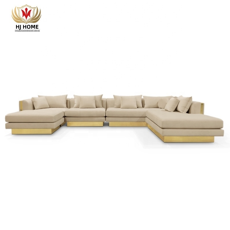 HJ HOME Luxury Italian Latest Boca Design Villa High End Sofa Moderno 7 Seater Modular Sofa Living Room Couch With Chaise