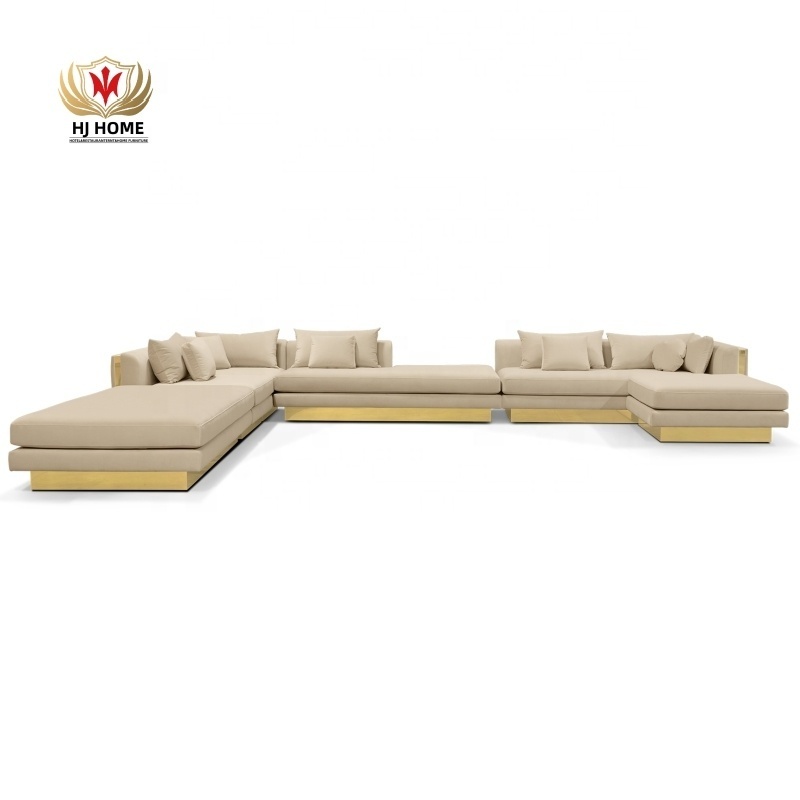 HJ HOME Luxury Italian Latest Boca Design Villa High End Sofa Moderno 7 Seater Modular Sofa Living Room Couch With Chaise