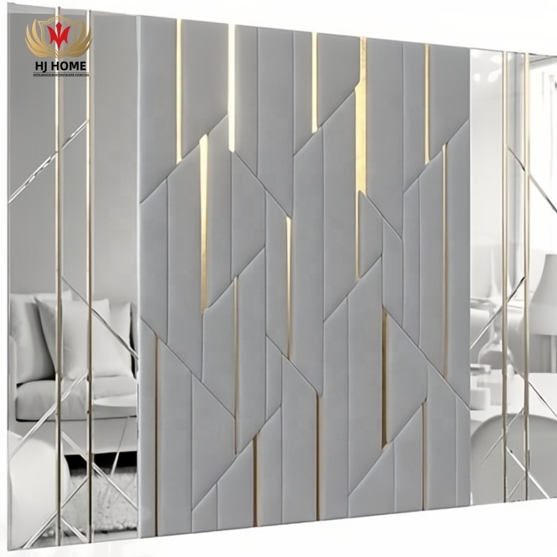 HJ HOME  Luxury Customized Bedroom Leather background Interior Wall Decoration Upholstered Fabric Wall Panel