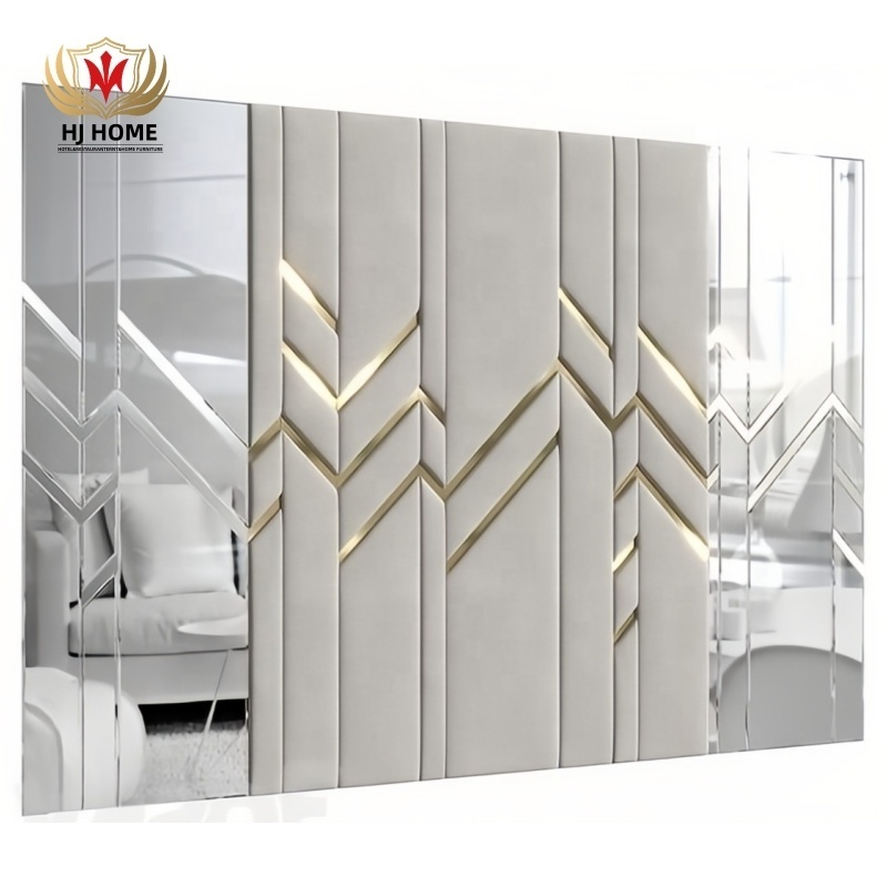 HJ HOME  Luxury Customized Bedroom Leather background Interior Wall Decoration Upholstered Fabric Wall Panel