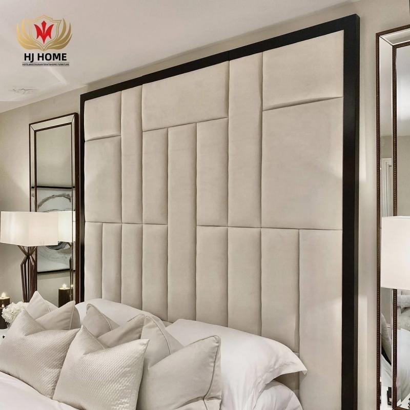 HJ HOME Modern Customized Bedroom Leather background Interior Wall Decoration Upholstered Fabric Wall Panel