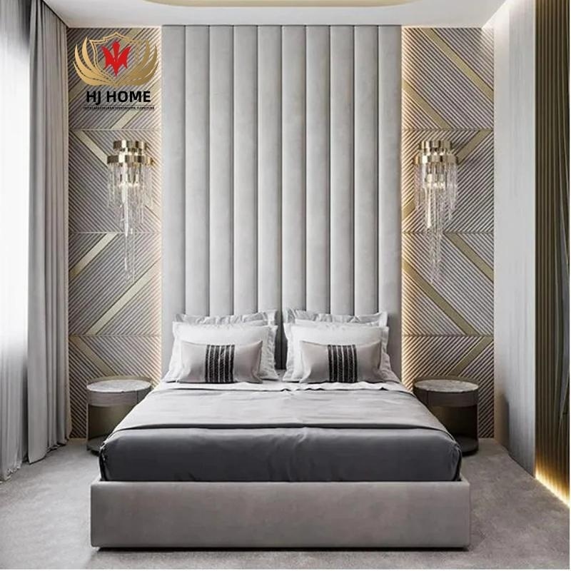 HJ HOME Modern Custom Bedroom Leather TV Background Headboard Wall Decoration Fabric Upholstered Wallpaper/Wall panels