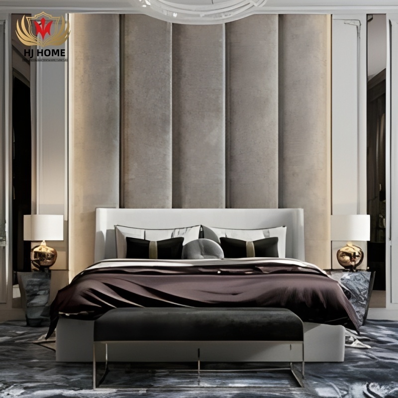 HJ HOME Modern Custom Bedroom Leather TV Background Headboard Wall Decoration Fabric Upholstered Wallpaper/Wall panels