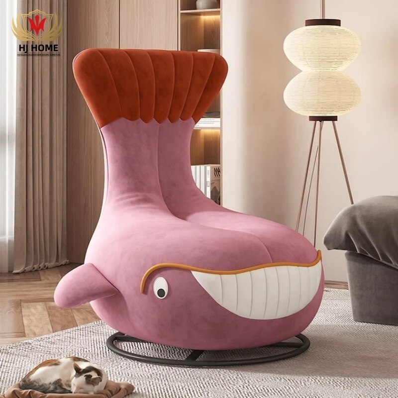 Whale Design Sofa Chair for Kids Room Playful Furniture Green Shark Kid Lounge Swivel Chair