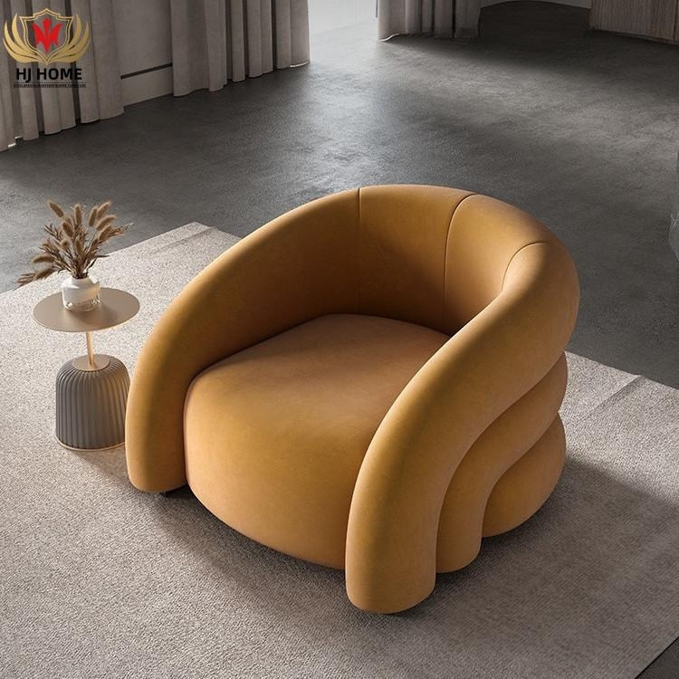 HJ HOME Nordic Single Hotel Accent Modern Design Chairs White Lamb Wool Leisure Sofa Chairs For Living Room Bedroom Reading Room