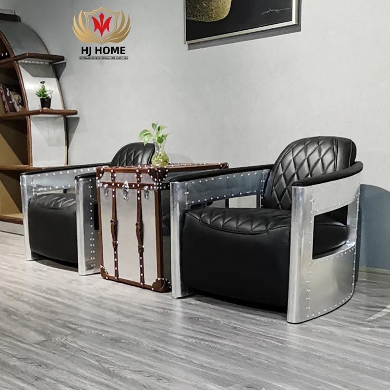 HJ HOME Industrial Aviator Single Seat living room Sofas furniture High Quality Leather Sofa Set For Hotel Bar Cafe Furniture