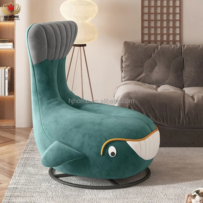 Whale Design Sofa Chair for Kids Room Playful Furniture Green Shark Kid Lounge Swivel Chair