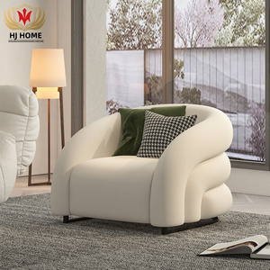 HJ HOME Nordic Single Hotel Accent Modern Design Chairs White Lamb Wool Leisure Sofa Chairs For Living Room Bedroom Reading Room