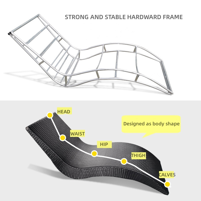 HJ HOME Modern Ratan Garden Patio outdoor furniture Balcony Pool Swing Sun Bed Waterproof S Shape Lounge