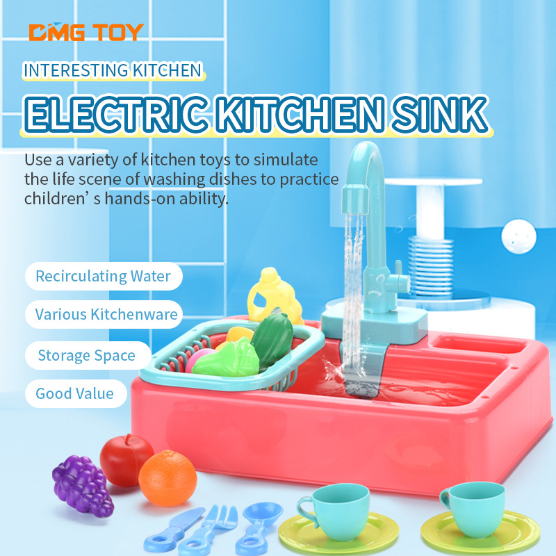 High quality puzzle toy boys and girls dishwasher circulating water outlet from faucet pretend play toys set