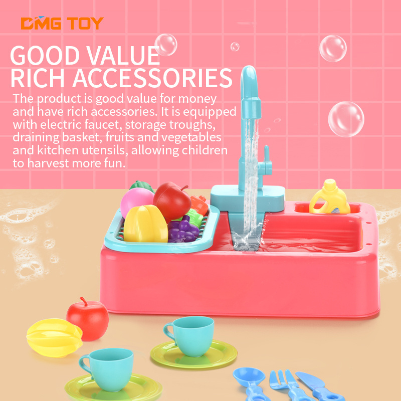 High quality puzzle toy boys and girls dishwasher circulating water outlet from faucet pretend play toys set